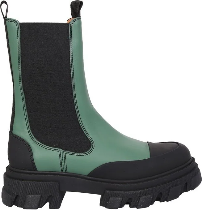 Ganni Colour Blocked Round Toe Ankle Boots