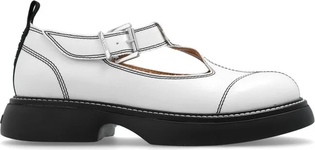 Ganni Contrast Stitch Round Toe Flat Shoes
