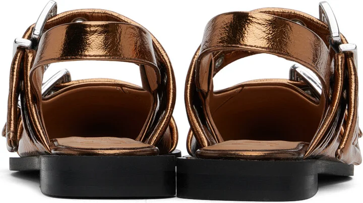 GANNI Copper Metallic Buckle Ballerina Flats - Image 2