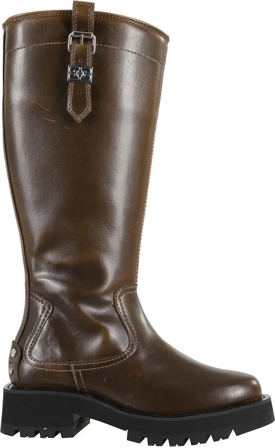 Ganni Crinkle Detailed High Boots