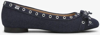 Ganni Denim Eyelet Bow Ballerinas - Image 2