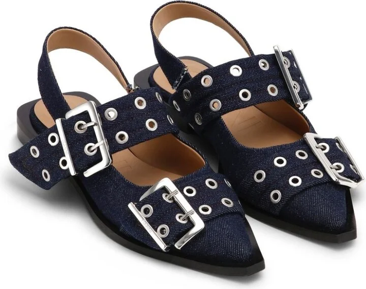 GANNI Denim Slingback Ballets - Image 2
