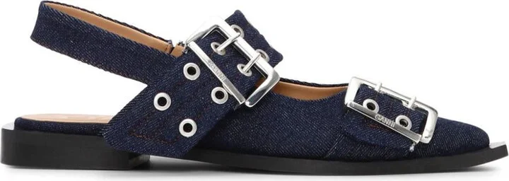 Ganni Denim Slingback Ballets