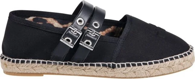 Ganni Double-Strap Eyelets Flat Espadrilles
