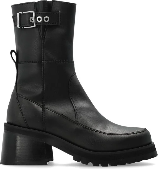 Ganni Eco Leather Ankle Boots With Heels