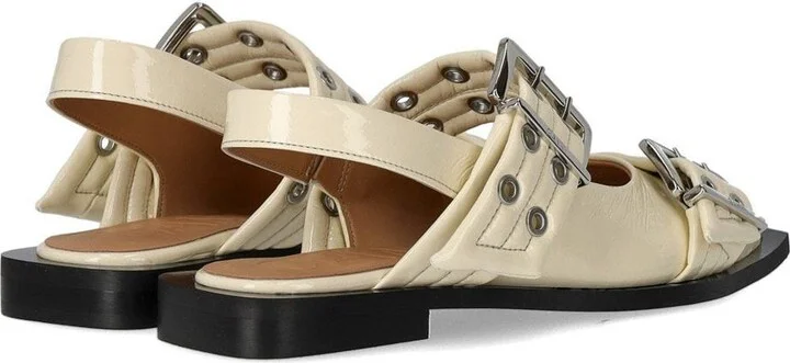 Ganni Egret Slingback Ballet Flat Shoe With Buckles - Image 4