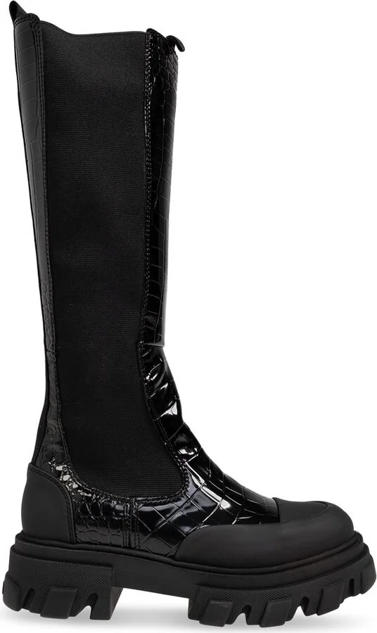 Ganni Embossed Knee-High Boots
