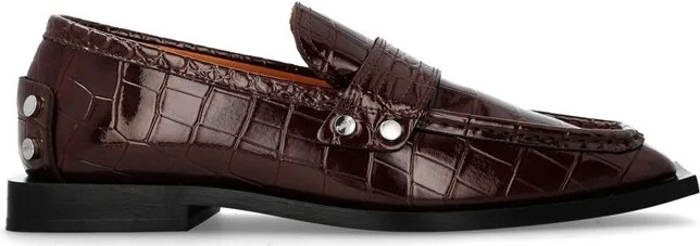 Ganni Embossed Studded Loafers
