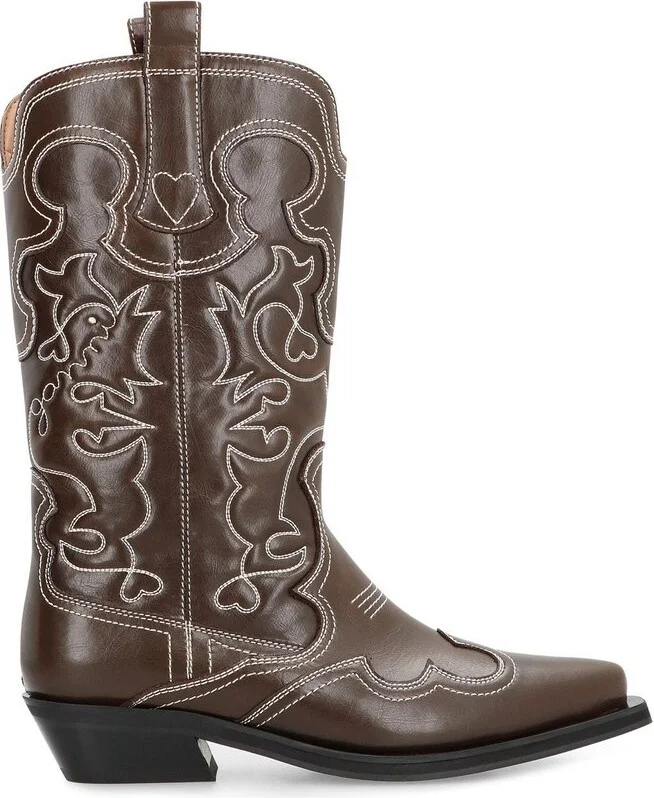 Ganni Embroidered Ankle Boots