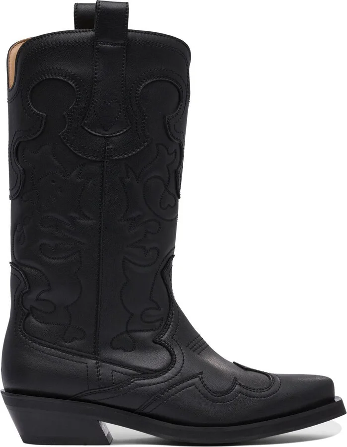 Ganni Embroidered Western Boots