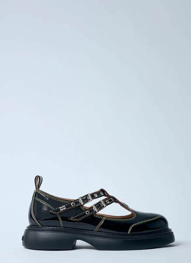 GANNI Everyday Buckle Mary Jane Shoes - Woman Slip Ons Black Eu - 39