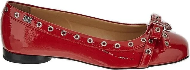 Ganni Eyelet Bow Ballerinas