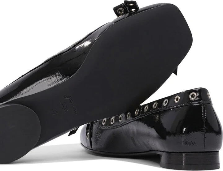 Ganni Eyelet Bow Ballet Flats - Image 5