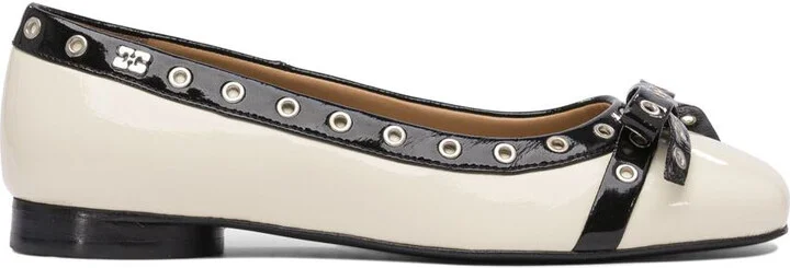 Ganni Eyelet Bow Ballet Flats