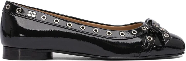 Ganni Eyelet Bow Ballet Flats