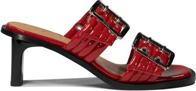 Ganni Eyelet Detailed Buckled Mules