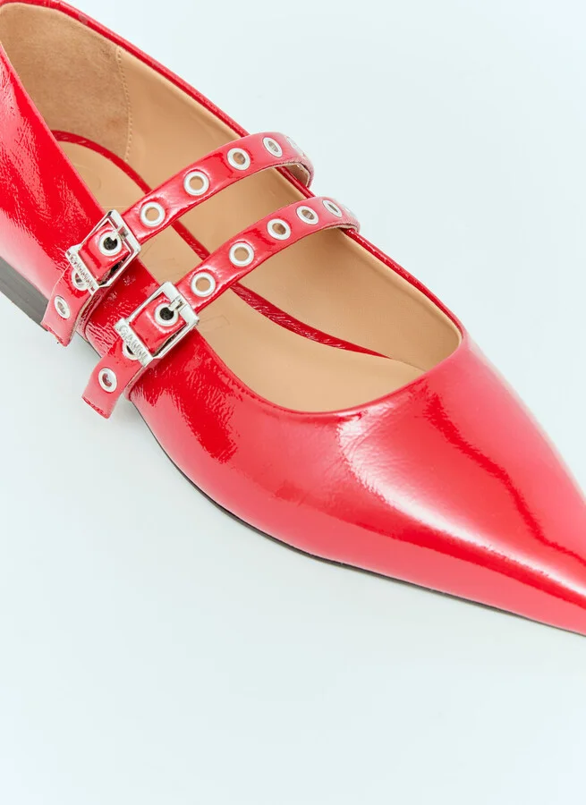 GANNI Eyelets Ballerina Flats - Woman Flats Red Eu - 40 - Image 2