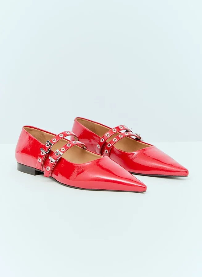 GANNI Eyelets Ballerina Flats - Woman Flats Red Eu - 40 - Image 3