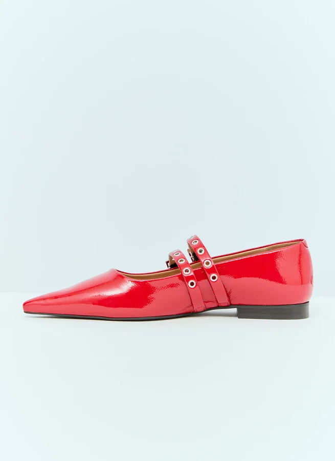 GANNI Eyelets Ballerina Flats - Woman Flats Red Eu - 40 - Image 4