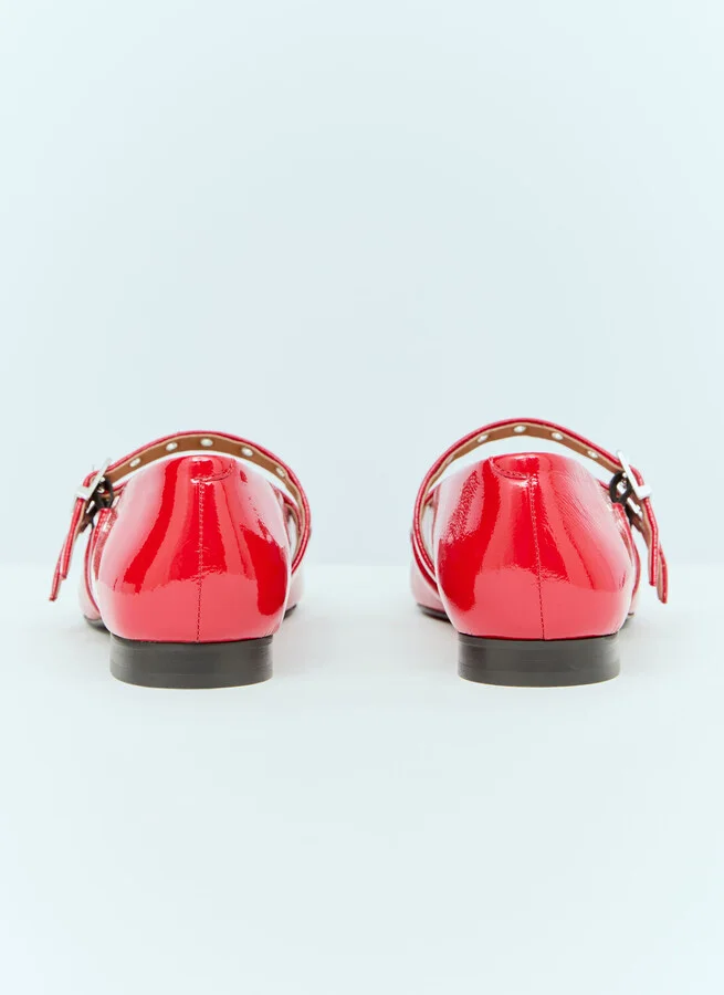 GANNI Eyelets Ballerina Flats - Woman Flats Red Eu - 40 - Image 6