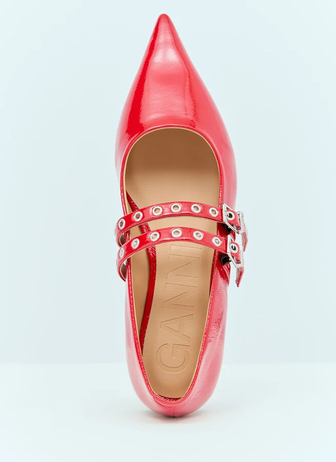 GANNI Eyelets Ballerina Flats - Woman Flats Red Eu - 40 - Image 7