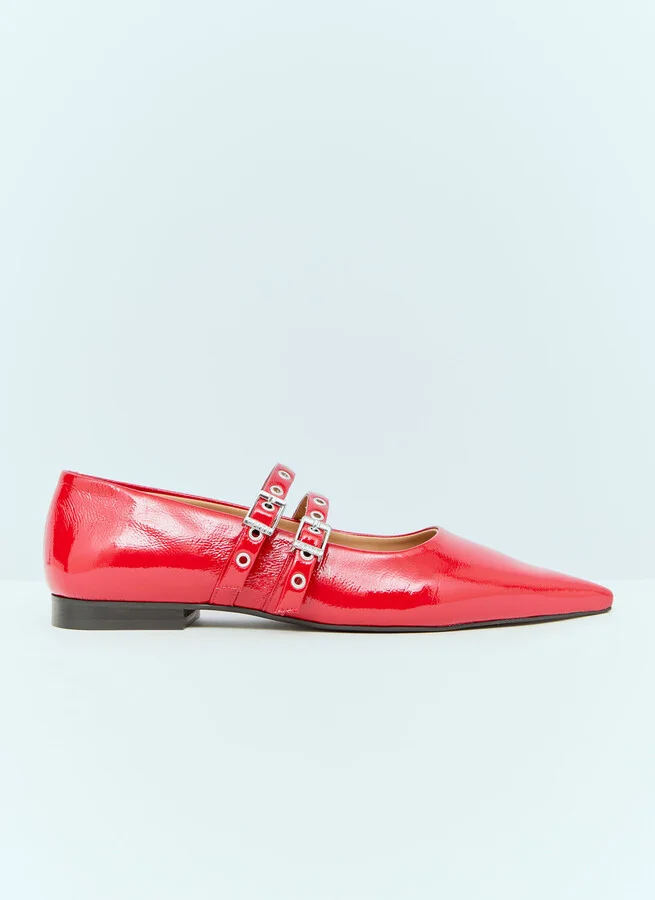 GANNI Eyelets Ballerina Flats - Woman Flats Red Eu - 40