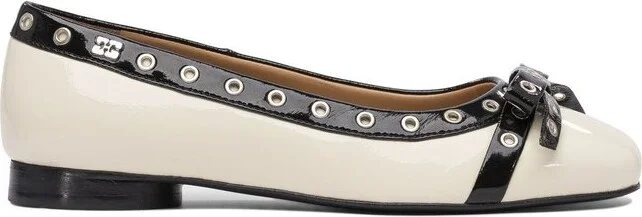 Ganni Eyelets Bow Ballerinas