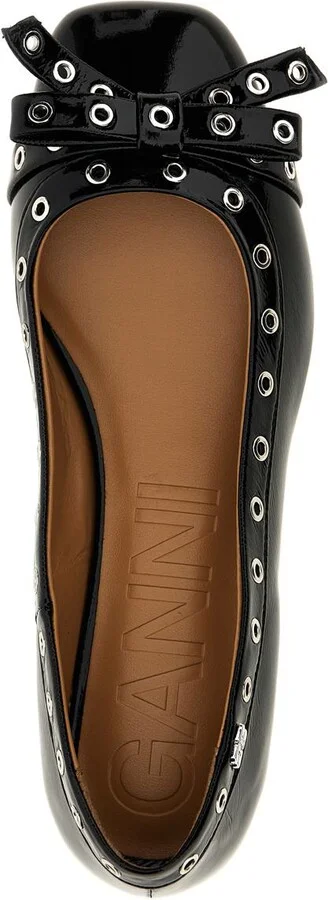 Ganni 'Eyelets Bow' Ballet Flats - Image 4