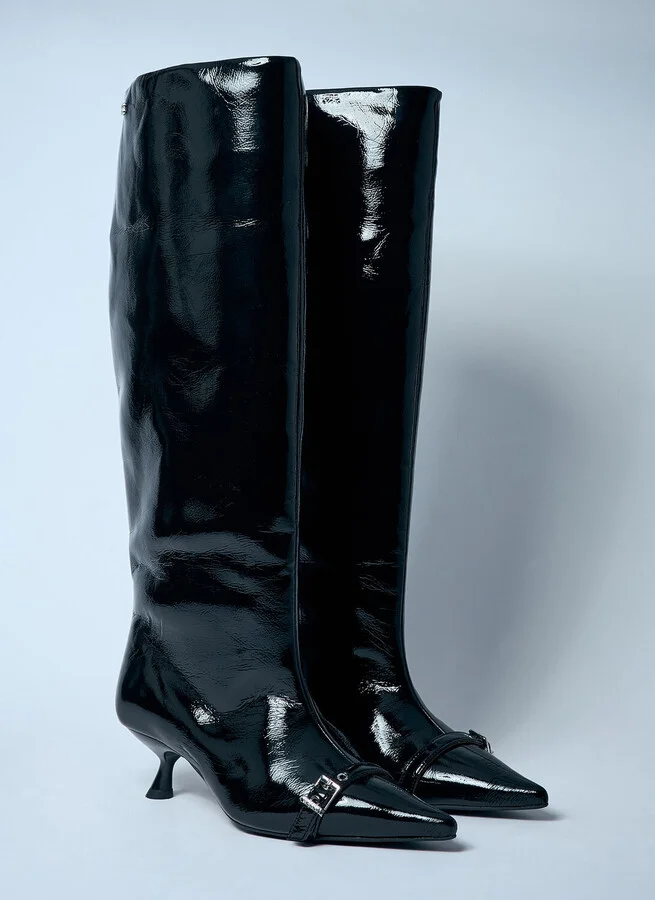 GANNI Eyelets Slouchy High Shaft Boots - Woman Boots Black Eu - 36 - Image 2