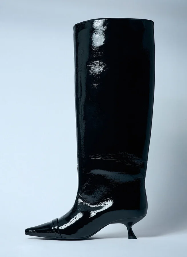GANNI Eyelets Slouchy High Shaft Boots - Woman Boots Black Eu - 36 - Image 4