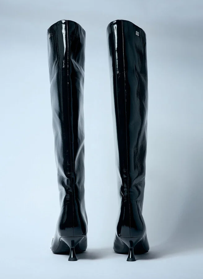 GANNI Eyelets Slouchy High Shaft Boots - Woman Boots Black Eu - 36 - Image 6
