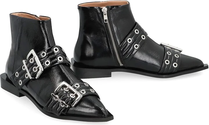 Ganni Faux Leather Ankle Boots - Image 3