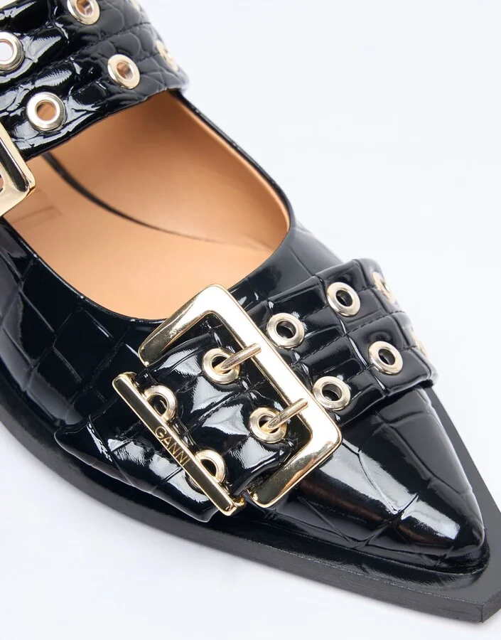 Ganni Feminine Buckle Ballerina Flats - Woman Flats Black Eu - 36 - Image 2