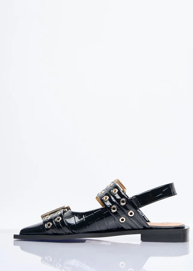 Ganni Feminine Buckle Ballerina Flats - Woman Flats Black Eu - 36 - Image 4