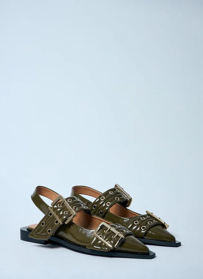 GANNI Feminine Buckle Ballerina Flats - Woman Flats Brown Eu - 40 - Image 2