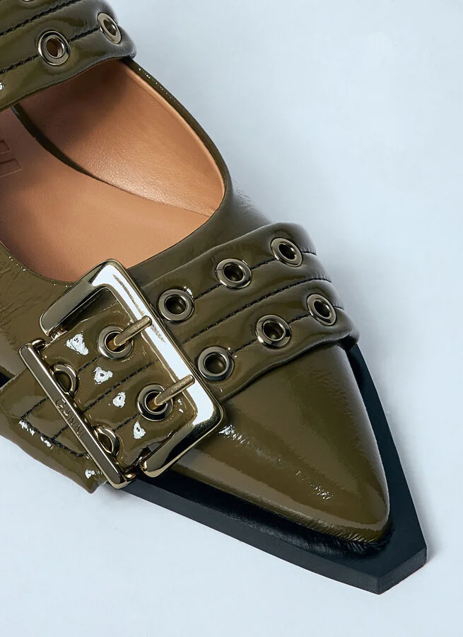 GANNI Feminine Buckle Ballerina Flats - Woman Flats Brown Eu - 40 - Image 3