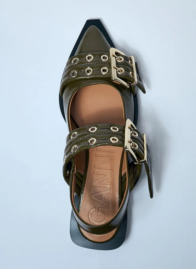GANNI Feminine Buckle Ballerina Flats - Woman Flats Brown Eu - 40 - Image 5