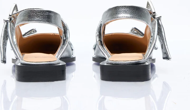 GANNI Feminine Buckle Ballerina Flats - Woman Flats Silver Eu - 40 - Image 5