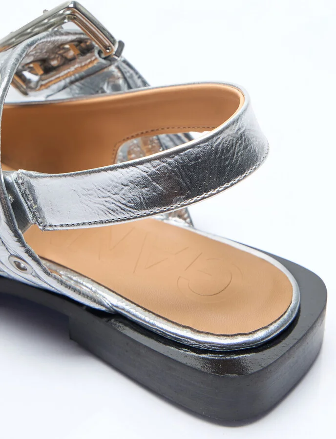 GANNI Feminine Buckle Ballerina Flats - Woman Flats Silver Eu - 40 - Image 6