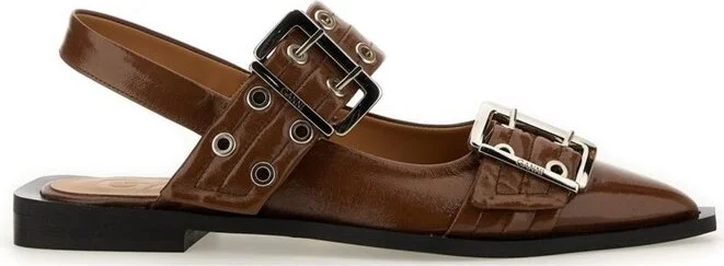 Ganni Feminine Buckle Ballerinas