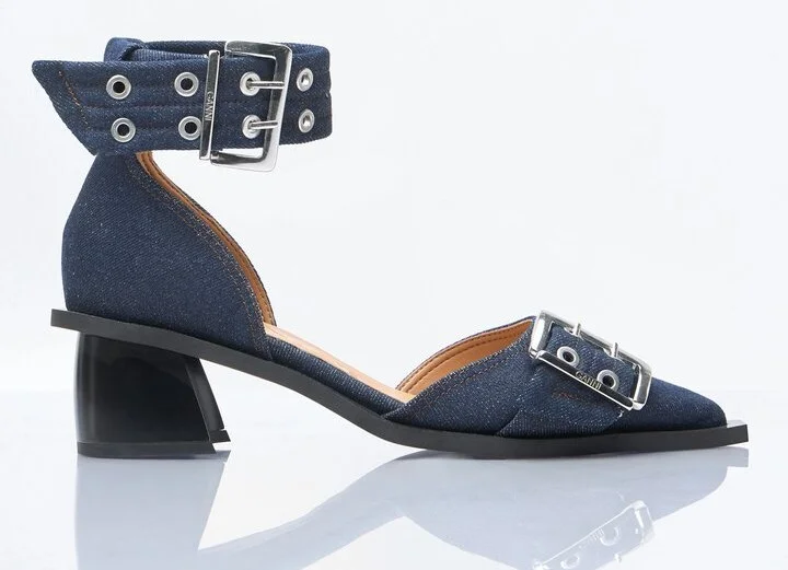 Ganni Feminine Buckle Cutout Pumps