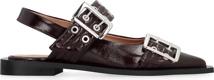 Ganni Feminine Buckle Eco-Leather Slingback Pumps