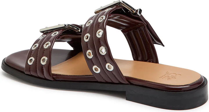 Ganni Feminine Buckle Faux Leather Sliders - Image 2