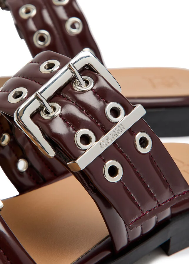 Ganni Feminine Buckle Faux Leather Sliders - Image 4