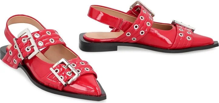 Ganni Feminine Buckle Faux Leather Slingback Pumps - Image 3