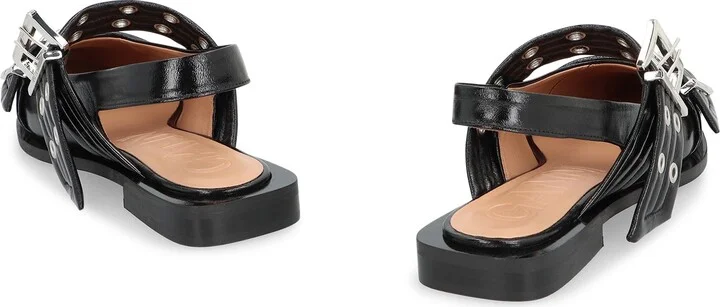 Ganni Feminine Buckle Faux Leather Slingback Pumps - Image 4