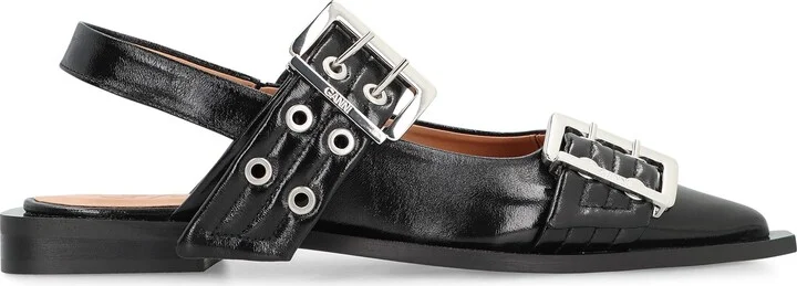 Ganni Feminine Buckle Faux Leather Slingback Pumps - Image 2