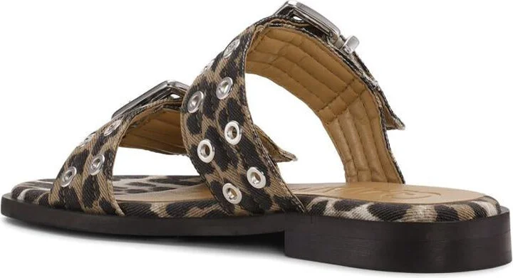 Ganni Feminine Buckle Leopard Print Sandals - Image 2