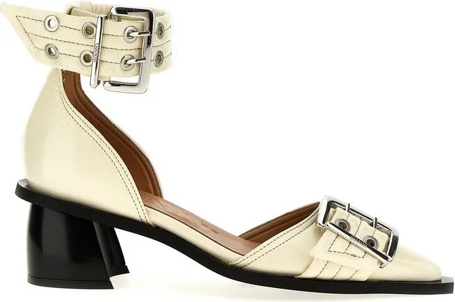 Ganni Feminine Buckle Open Cut Pumps