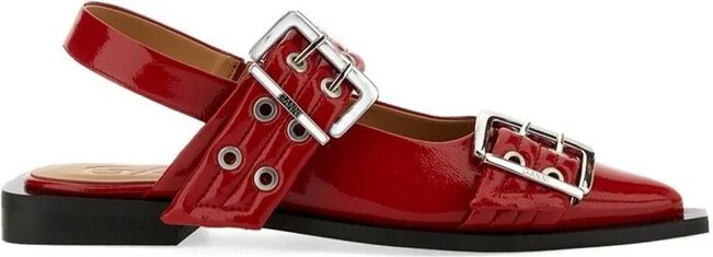 Ganni Feminine Buckle Slingback Ballerinas